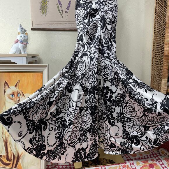 Y2k Floral Satin Strapless Mermaid Formal Dress Sexy Dark Coquette Romantic S 6 - Picture 2 of 11